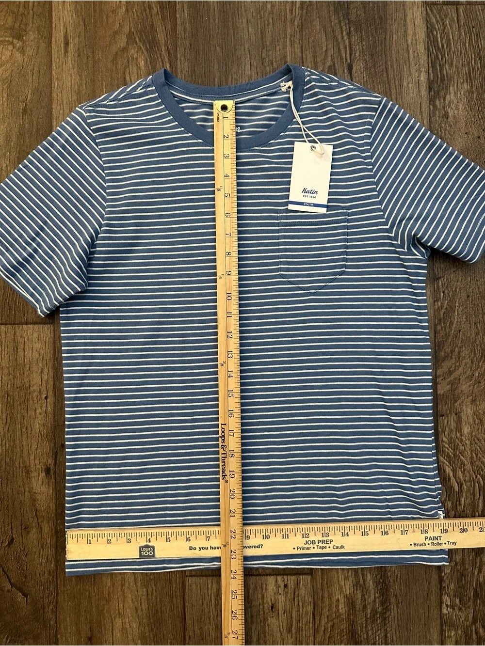 Katin 100% Cotton Casual Short Sleeve T-Shirt Boy’s Size L Striped Blue